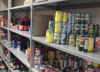 cans of fod on shelves