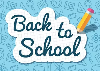 illustration of sketched school supplies with text Back to School